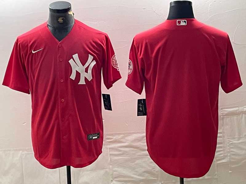 Men%27s New York Yankees Blank Red Cool Base Stitched Baseball Jerseys->new york yankees->MLB Jersey